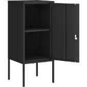 En.casa Nachtschrank Hausjärvi 82x35x35 cm Türgriff links Stahl Schwarz
