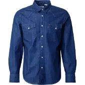 Levi's für Herren. 85744-0000 Barstow navy standard fit Hemd (M), Blau, Lässig, Baumwolle, Denim, Langarm