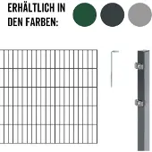 Alberts Doppelstabmatten Zaun, Höhe 140 cm, Länge 20 m, Zaun-Komplettset zum Einbetonieren, anthrazit, Pfosten 60x40 mm
