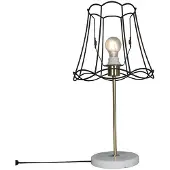 QAZQA Retro Tischlampe Messing mit Granny-Lampenschirm schwarz 30 cm - Kaso