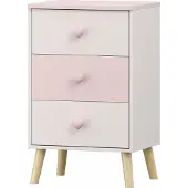 En.casa Kinderkommode 'Sandnes' mit 3 Schubladen 62 x 38 x 30 cm Weiß / Rosa