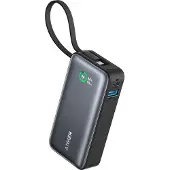 Anker Powerbank "Nano Power Bank (30 W, integriertes USB-C-Kabel)", schwarz, 10.000mAh, Akkumulatoren, Powerbank