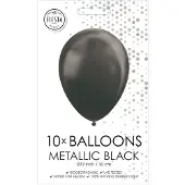 Globos Nordic Luftballons Metallic Schwarz 30cm, 10Stk.