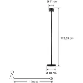 LINDBY LED-Akku-Stehleuchte Isason, schwarz, Alu, Ø 11 cm