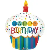 Anagram SuperShape Rainbow Birthday - Cupcake Folienballon