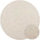 vidaXL Teppich ZIZUR Creme Ø 120 cm Jute-Optik Indoor und Outdoor