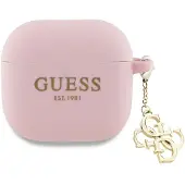 GUESS GUA4LECG4P AirPods 4 Hülle pink Silikon 4G Charm
