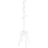 Vasagle Garderobenständer, Freistehender Garderobenständer mit 8 Haken und Ablagefach, 170,5 cm hoch, für Jacken, Hüte, Taschen, für Flur, Eingangsbereich, Schlafzimmer, Wolkenweiß