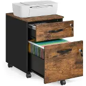 Songmics Rollcontainer abschließbar mit 2 Schubladen und 5 Rollen LCD022K01