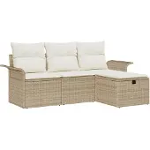 vidaXL Gartensofa-set 4 stk. Poly Rattan