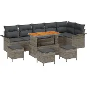 vidaXL Garten-Sofa-Set 10 stk. 9-Sitzanzahl Grau