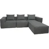 Mendler L-Sofa MCW-O54, Lounge-Couch mit Ottomane, erweiterbar modular rechts/links, Stoff/Textil 63x270x190cm dunkelgrau