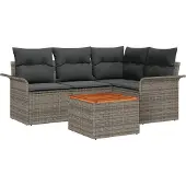vidaXL Gartensofa-set 5 stk. 4-Sitzanzahl Grau Poly-Rattan