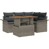 vidaXL Garten-Sofa-Set 5 stk. Grau Poly Rattan