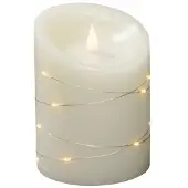 Konstsmide LED-Kerze Echtwachskerze, 10 cm x 14 cm, Cremeweiss