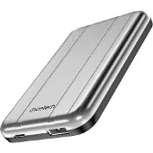 Choetech Mini Powerbank Induktiv Usb-A / Usb-C Geräumig 5000Mah Silber