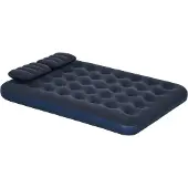 Outsunny Luftbett, Luftmatratze mit Handpumpe, Kopfkissen, Blau, 203x152x22 cm