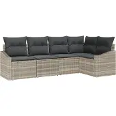 vidaXL Gartensofa-set 5 Stk. Hellgrau Poly-Rattan