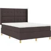 vidaXL Boxspringbett mit LED-Lichtleisten Braun 140 x 200 cm Stoff