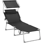 Songmics Gartenliege mit Blende Schwarz GCB22BK