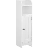 Vasagle Badezimmerschrank klein, Badschrank schmal, stehend, mit Tür und Regal, kleiner Schrank, Toilettenschrank, verstellbare Ablagen