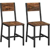 Vasagle 2er Set Esszimmerstühle, Küchenstühle, Esszimmerstuhl für Esszimmer, Metallrahmen, Wohnzimmer, Küche, vintagebraun-schwarz LDC092B01V1