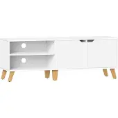 CALICOSY TV-Schrank mit Türen 140 cm Weiss