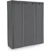 CALICOSY Kleiderschrank mit Ablagen und Stange Grau