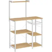 Vasagle Küchenregal mit Metallkorb eichenbeige-klassikweiß B34KKS035W09