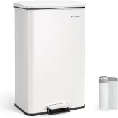 Songmics Mülleimer Küche 40L Stahl Weiss inkl. Müllbeutel
