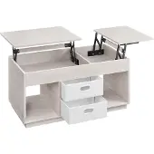 Vasagle Couchtisch, höhenverstellbarer Wohnzimmertisch, 2 Schubladen