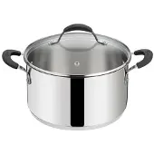 Lagostina Tempra Tiefe Pfanne Ø 20 cm mit Glasdeckel, Edelstahl 18/10, Lagotherm-Boden, Induktion, 3,2 l