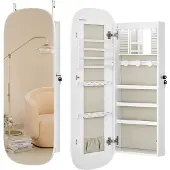 Songmics Wandschrank mit Spiegel Oberfläche in Weiß JJC026W01