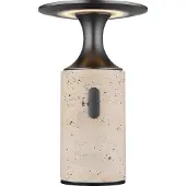 Globo Travertin LED Tischleuchte 3W Warmweiß Grau, Travertine Stein Memoryfunktion Ø12cm 21053