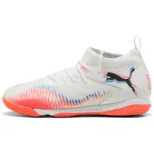 Puma FUTURE 8 MATCH Mid Futsalschuhe Teenager, Laufen im Park, Straßenlauf, Bahnenlauf, Traillauf, Unisex, Erwachsener, Schwarz, Rot, Weiß, White-Black-Glowing Red, Hoch