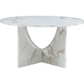 En.casa Couchtisch 'Rindal' rund 80 x 42 cm Marmoroptik, weiß