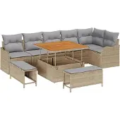 vidaXL Garten-Sofa-Set 9 stk. 8-Sitzanzahl Beige und Hellgrau