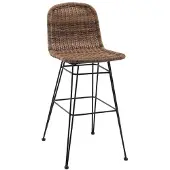 Trendline Retro Barhocker für Innen & Außen, Stahlrahmen, Rattan-Geflecht, 46x59x106 cm, Sitzhöhe 75 cm