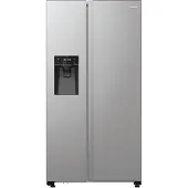 Hisense RS5P535NTCE Side-By-Side Kühl-Gefrier-Kombination, 376 Liter Kühlteil, 190 Liter Gefrierteil, Wasser-/Eisspender, Total NoFrost, Multi AirFlow, FastFreeze, silber