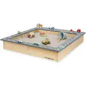 Muddy Buddy Sandkasten "Highway Hero", beige (natur, grau), Sandkästen, Kinder, B/H/L: 125cm x 20cm x 135cm, Massivholz, Sandkasten, natur - lavagrau, B:125cm H:20cm L:135cm