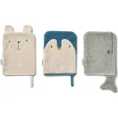 Liewood Waschlappen Sylvester Washcloth Kinder Arctic Sea / Ocean View (3er Set)