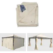Mendler 4er-Set Seitenwand für Pergola Calpe, Ersatzseitenwand Pavillon 4x4m, Polyester creme
