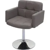 Mendler Esszimmerstuhl Orlando, Küchenstuhl Drehstuhl Stuhl, Kunstleder Chrom taupe-grau