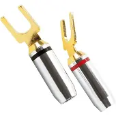 Dynavox Fork -Kabelschuhset - Vergoldet - Rot/Schwarz