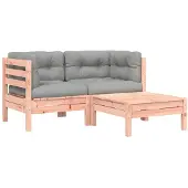vidaXL Gartensofa mit Kissen und Hocker 2-Sitzer