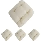 Mendler 4er-Set Sitzkissen Dublin, Stuhlkissen Kissen, 41x38x8cm ~ creme