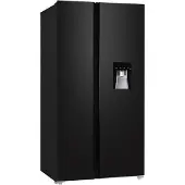 Respekta Side by Side Kühlschrank Gefrierkombi Wasserspender Black Steel 178 cm