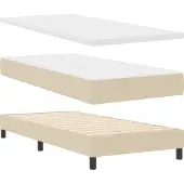 vidaXL Boxspringbett mit Kopfteil Creme 200 x 200 cm Stoff