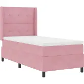 vidaXL Boxspringbett mit LED-Lichtleisten Rosa 90 x 200 cm Samt