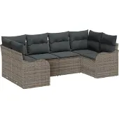 vidaXL Garten-Sofa-Set 6 stk. Grau Poly Rattan